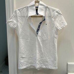 Gently used Tommy Hilfiger Fitted Women's Polo, short sleeve XS White